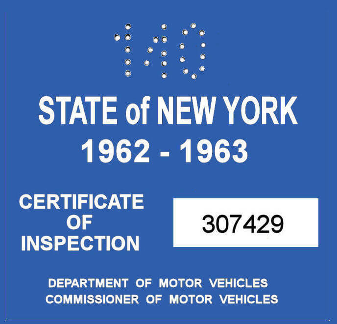 (image for) 1962-63 New York INSPECTION Sticker